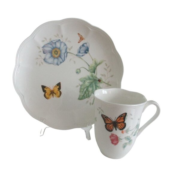 Lenox Butterfly Meadow Monarch Butterfly Luncheon Plate & Mug Set - Picture 1 of 10